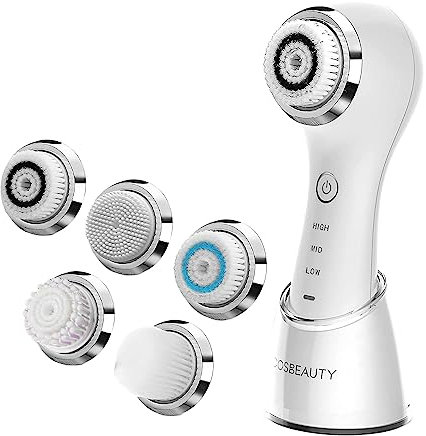 COSBEAUTY Brosse de nettoyage du visage étanche électrique à ultrasons - Nettoyage en profondeur du visage - Massage doux - Blanc