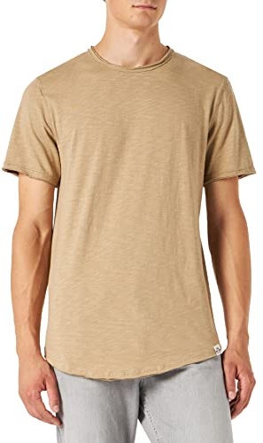 Herren O&S Rundhals T-Shirt Langes Einfarbiges Kurzarm Shirt Basic Shortsleeve aus Baumwolle ONSBENNE