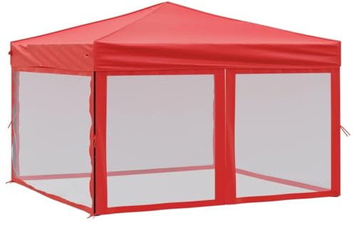 vidaXL Tente de Réception Pliable avec Parois Belvédère de Camping Pavillon d'Extérieur Tonnelle de Jardin Chapiteau Patio Rouge 3x3 m