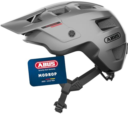 ABUS MoDrop Casco MTB, casco da bicicletta robusto con buona ventilazione per mountain bike, vestibilità personalizzata, per donna e uomo Argento (Ti silver) L (57-61 cm)