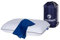 Reisekissen aus Memory Foam | entlastet Kopf, Halswirbelsäule & Nacken | Schlafkissen für Reisen im Auto, Flugzeug, Zug, Hotel & Camping gegen Nackenschmerzen 40x25x10 cm (Blauer Bezug)