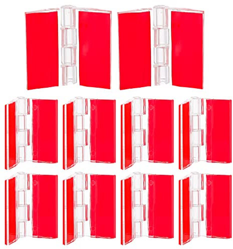 Prasacco Prasacco-551048_1 Lot de 12 petites charnières en plastique acrylique transparentes autocollantes pour armoire, couvercle d'aquarium, meubles, présentoirs (35 x 30 mm), Prasacco-551048_1