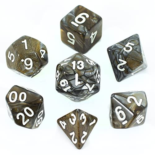 Paladin Roleplaying Bronze and grey DnD Dice - Full RPG set - 'Gargoyle'