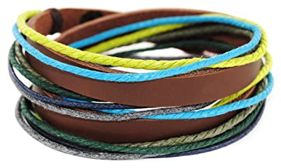 axy Armband för män armband läderarmband läder herrarmband män kvinnor, av äkta läder och bomull surfararmband, Einheitsgröße