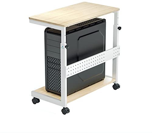 EUREKA ERGONOMISCHER Höhenverstellbarer Computer-Tower-Ständer mit Rollen und Mauspad in Ahornfarbe