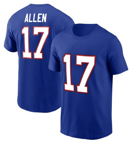 Josh Allen #17 Buffalo Football Cotton Shirt Jersey (2XXL, Blue)