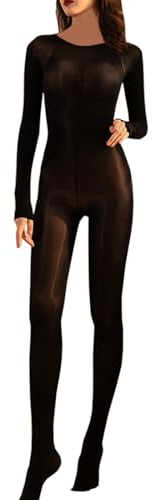 RUIBAVYA Femme Bodystocking Collant Ouvert Entrejambe Brillant Bodystocking Collant Femme Sexy