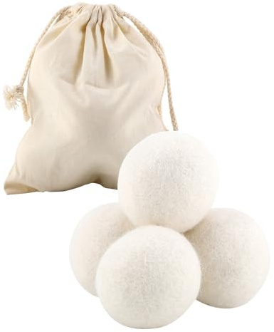Bolas secadoras de lana, 6 bolas de lana de algodón, reducción estática, bolas de secado de lana, suavizante de tela, reduce las arrugas de la ropa y ahorra tiempo de secado, reemplazo de lavandería