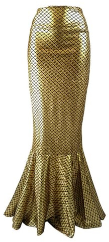 Generisch Jupe de sirène pour femme - Paillettes - Jupe enveloppante pour adulte - Queue de sirène - Costume de carnaval - Jupe maxi pour robe de soirée, princesse, cosplay, fête, Halloween, Doré 8,
