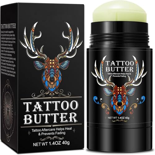 Tattoo Balm & Healing Cream Aftercare – Moisturizing Tattoo Butter for Fast Recovery, Soothing Numbing Relief & Skin Protection – Tattoo Alternative (Black-40g, One Size)