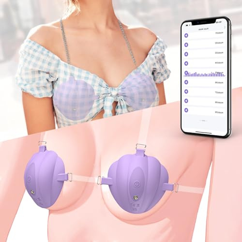 Vibratore per Capezzoli con Straps per Donne, Wearable Morsetti per Pinze per Capezzoli Sex Toys per Stimolatore Dello Sviluppo Seno, Massaggio di Aumento con 9 Modalità, Controllo APP (YDL-025)