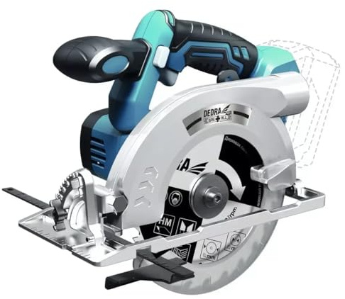 Sega circolare a batteria per legno, motore brushless 18V 4000 giri/min, diametro disco 165mm, angolo di taglio 45°, con dispositivo di protezione contro l'accensione involontaria, senza batteria e