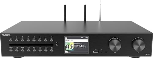 TELESTAR TOP 550 – Sistema HiFi con amplificatore e CD, 43 cm, 2 × 30 W, radio Internet/DAB+, Bluetooth trasmissione/ricezione, registrazione USB, streaming – Nero