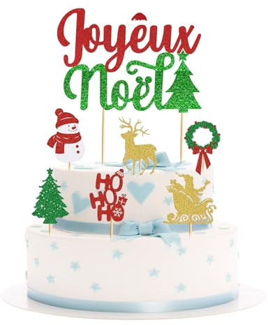 7pcs Noël Cupcake Topper Decoration Gateau Joyeux Noël Cupcakes en papier, pour Décorer Dessert Gâteau De noël Fête