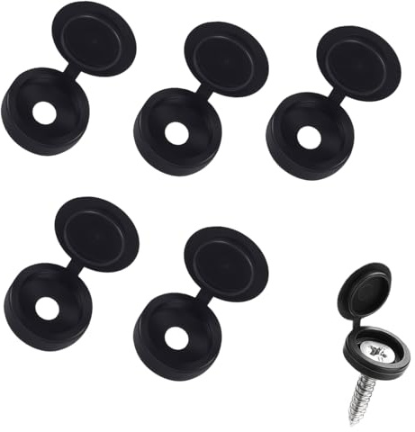 Zpeiran 100 Pièces Couvre-Vis en Plastique Noir Anthracite,Capuchons de Protection pour Vis Protection,pour Améliorer L'apparence Étagères et Décoration de Maison Couvercles à Vis Rabattables