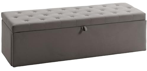 HOMCOM Puff Almacenaje Banco Almacenaje Dormitorio 141L 137x41x42cm Gris
