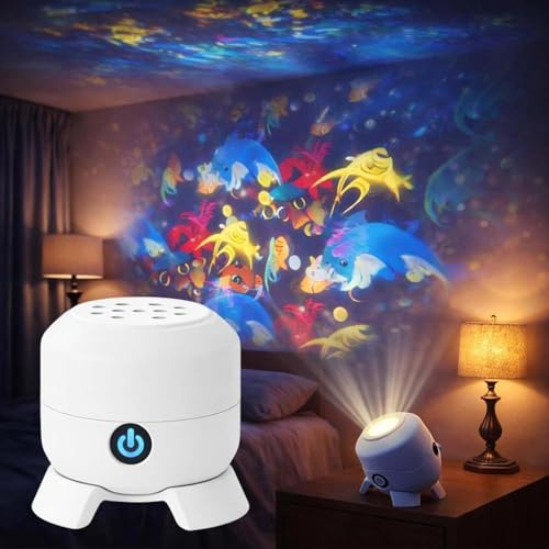 Generico Proiettore di luce LED rotante dinamico per bambini, oceano, 360° Rotating Ocean Night Light, ricaricabile USB, dimmerabile,Home Theater, Party, Christmas Decoration
