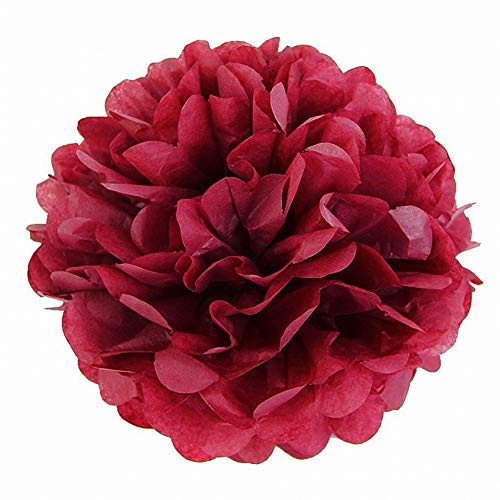 JZK 10x Rosso pom pom carta velina 25 cm decorazioni festone per matrimonio compleanno Natale Halloween laurea nascita comunione addobbi pompon pon pon pompom