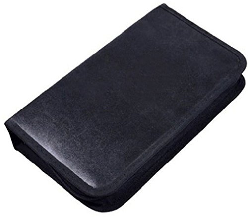 Alcyonée support de 80 disques CD VCD DVD Housse de rangement simili cuir Sac à fermeture Éclair