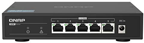 Qnap Qsw-1105-5T, 5 Port 2.5Gbps Auto Negotiation (2.5G-1G-100M), Unmanaged Switch, Broadcom Chipset