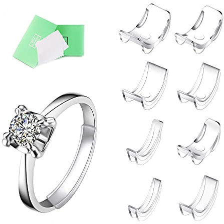 NITAIUN 16 Pièces Réducteur de Taille de Bague Invisible 8 Tailles Réducteur Guard Ajusteur de Taille s'adapte à Plupart les Bagues pour Bagues Amples pour Rendre les Anneaux Plus Petits (16 Pièces)