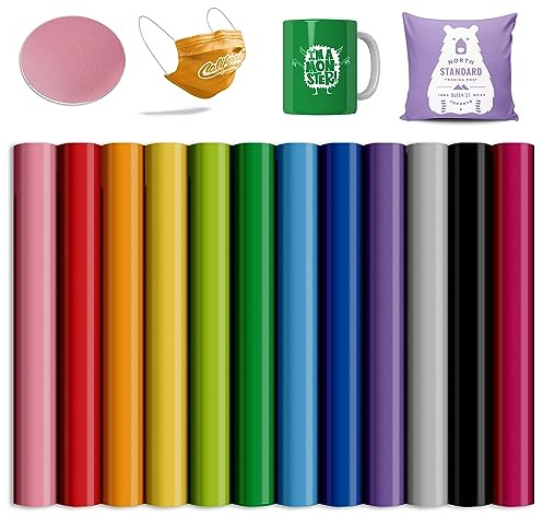 Insoluble Transfer Sheets, 12 Pcs 12x 12 Solid Colors Pre-Printed Sublimation Paper for Heat Press Mug, DIY T- Shirts, Coasters Blanks