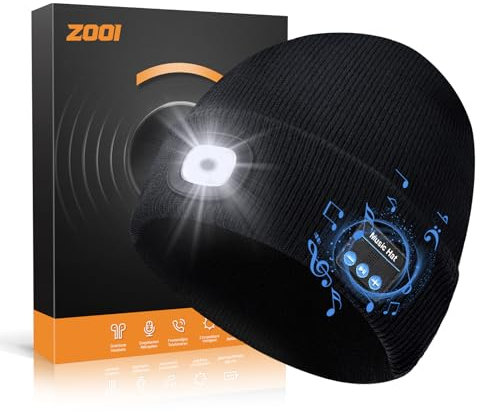 ZOOI Cadeau Homme Original, Idee Cadeau Noel, Bonnet Bluetooth Homme LED Lumineux, Cadeau Homme Original Utile, Cadeau Papa pour du Sport, Cadeau Anniversaire Homme, Cadeau Saint Valentin pour Homme