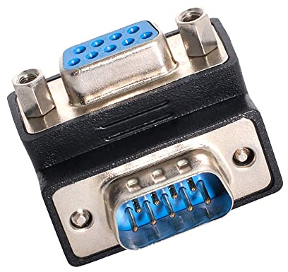 cablecc RS232 D-Sub 9Pin 90 Grad nach unten abgewinkelter Verlängerungsadapter mit männlichem Schraubentyp und weiblicher Mutter