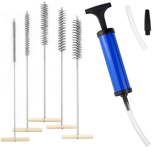 Cepillos para Agujeros Perforados Acero Inoxidable mit Bomba Aire Manual Cepillo de Alambre Redondo para Agujeros Perforados Limpieza (5 Pinceles)