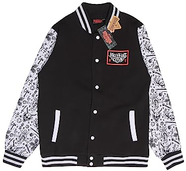 Heroes Inc Varsity Jacket for Men | Hellfire Club Bomber | Black Jacket | Official Stranger Things Merch | Large