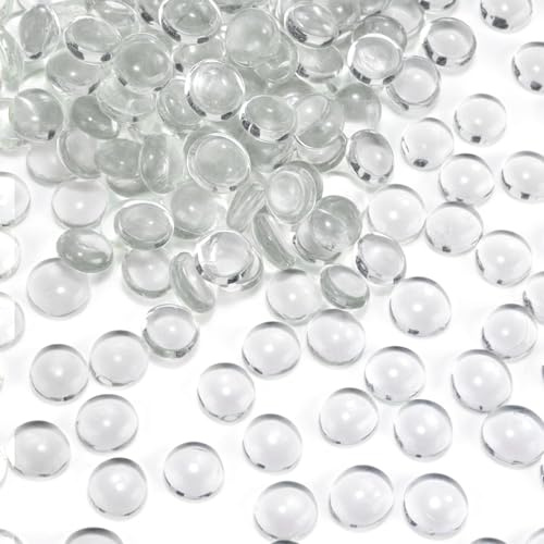 DomeStar 5Lb Flat Glass Marbles, Vase Filler, Glass Pebbles Marbles Bulk for Aquarium Table Scatters Decor