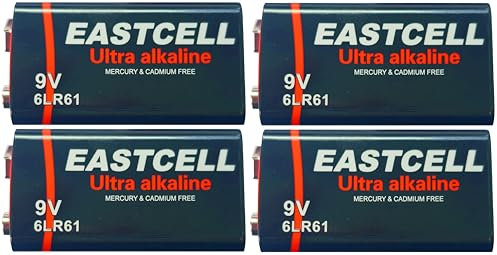 EASTCELL 4er Pack 9V Blockbatterie ∣ 6LR61 Alkaline ∣ E-Block MN1604 ∣ Hochleistung für Rauchmelder