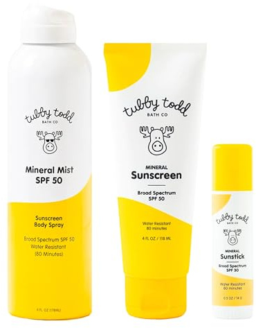 Tubby Todd Face and Body Mineral Sunscreen Kit for Baby, Toddler and Kids