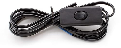 Black Toggle Light Switch, Inline, 2.5m 2 Core Desk Lamp Cable