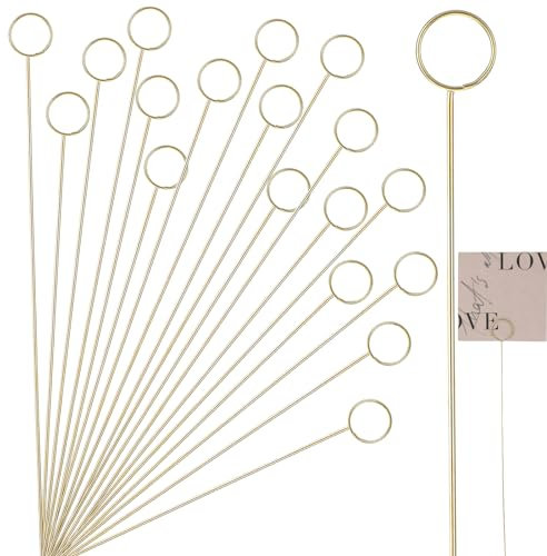 20 Stück Blumen Tischkartenhalter,Mabor Runde Fotohalter Metall Florale Kartenhalter Gold Tischnummernhalter Bilderhalter Memohalter für Tischnummern Esstisch Blumenstrauß Hochzeit Party Versammlung