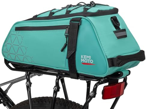 KEMIMOTO 2 En 1 Alforjas Bicicletas Impermeables 8L, Traseras Bolsas Portaequipajes, Múltiples Compartimentos con Asa de Transporte y Correa para el Hombro