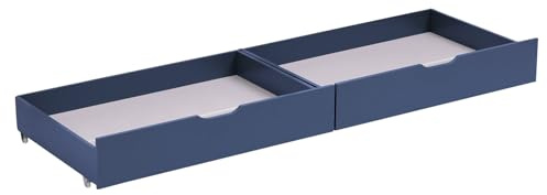 Lot de 2 tiroirs de rangement bleu foncé pour lit avec roulettes rangeable sous sommier