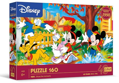 Trefl - Disney, Gioco tra le Pozzanghere - Puzzle 160 Pezzi - Puzzle Colorato con i personaggi del cartone animato Topolino, Intrattenimento Creativo, Gioco per Bambini dai 6 anni