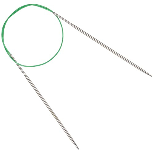 Reessy 3.25 mm Circular Knitting Needles 60 cm Long, Stainless Steel Round Knitting Needle with Flexible Cable, Round Needles with Size Marked, Fixed Circular Knitting Pins for Knit Project
