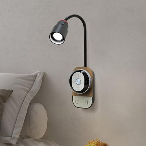 LOGT Lampada da Parete per Interni a LED Dimmerabile e a 5 Colori Applique Ricaricabile Senza Fili con Interruttore a Sfioramento e Telecomando Luce da Lettura Lampada da Letto Collo D'Oca Flessibile