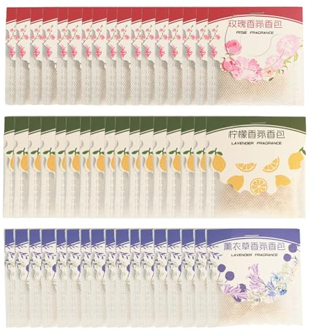 51 Pcs Wardrobe Fresheners Hanging Sachets, Wardrobe Scent Bags, Scented Sachets, for Drawers, Closets, Cupboard, Lasting Fragrance (Lavender, Rose, Lemon)