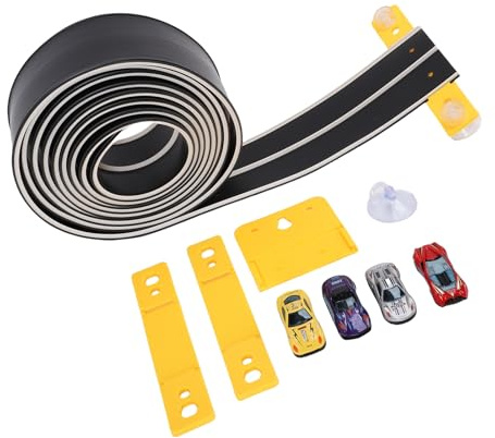 KELFEEAO Pista de Autos de Carreras Flexible, Juego de Autos de Juguete impulsados ​​por Gravedad con Pista de Carreras Personalizable, Pista para Construir para niños de 3 a 10 añ (Negra)