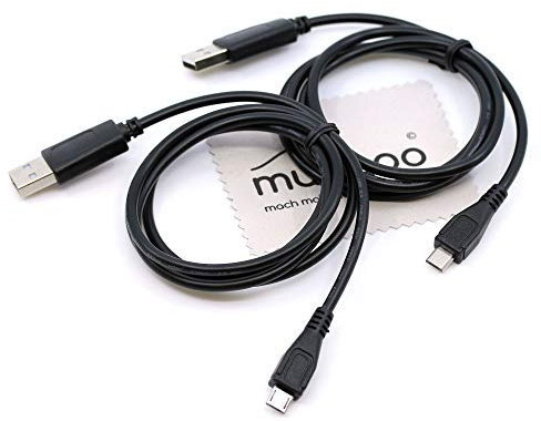 2 Stück 1m Ladekabel für Playstation 4, PS4, PS4 Slim, PS4 Pro, Xbox One, Xbox One S, Xbox One Elite, Xbox One X Controller Aufladekabel Ladegerät mit mungoo Displayputztuch