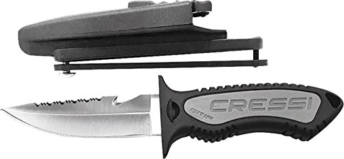 Cressi 1946 Erwachsene Grip Blunt Tip Knife Tauchermesser Von Qualität, Schwarz/Silber, 17.50 cm