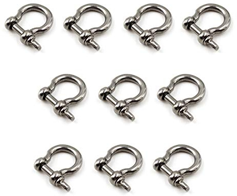 M4 D Ring Bow Shackles Heavy Duty With Pin For Bow Rigging,Anchor,Towing,Off Road Recovery-304 Stainless Steel 10PCS