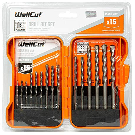 Masonry Drill Bit Set 15-Pieces 3-10mm Professional Concrete Drill Bit Set For Hard Plastic, Brick, Granite, Concrete, Masonry, Tile, Drill Bit Set In Storage Case WellCut