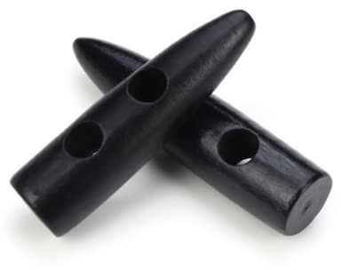 12 Stück Knebelknöpfe schwarz 60mm Keil Knebel 2 Löcher länglich Knöpfe Keilknöpfe zum annähen nähen basteln - Jackenknöpfe Mantelknöpfe