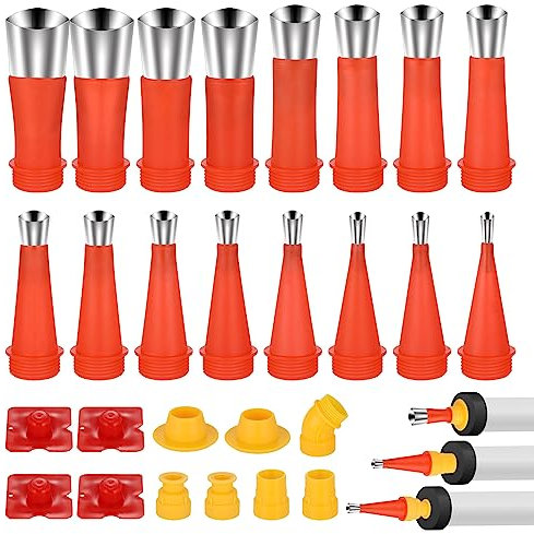 Hejo 27 Pièces Kit Embout Cartouche Silicone de Calfeutrage, Canule Silicone de Calfeutrage Universelle en Acier Inox, Applicateur Joint Silicone Intégré, Outil de Finition pour Colle et Scellant