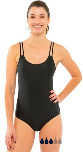 SORIO® Stella Menstruations-Badeanzug, 1 Stück, für Damen und Jugendliche, verstellbare Träger, Badeanzug, speziell für Lineal, saugfähig, bequem und diskret, leichter bis mäßiger Fluss, Schwarz , S