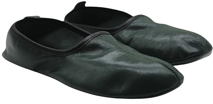 Akdam Pantofole da donna in pelle verde scuro tradizionale Babouche scarpe da casa a piedi nudi mocassino Tai Chi, verde scuro, 40 EU